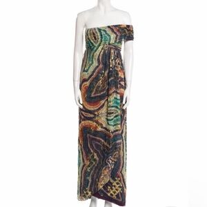 Nicole Miller Multicolor Off-Shoulder Maxi Dress